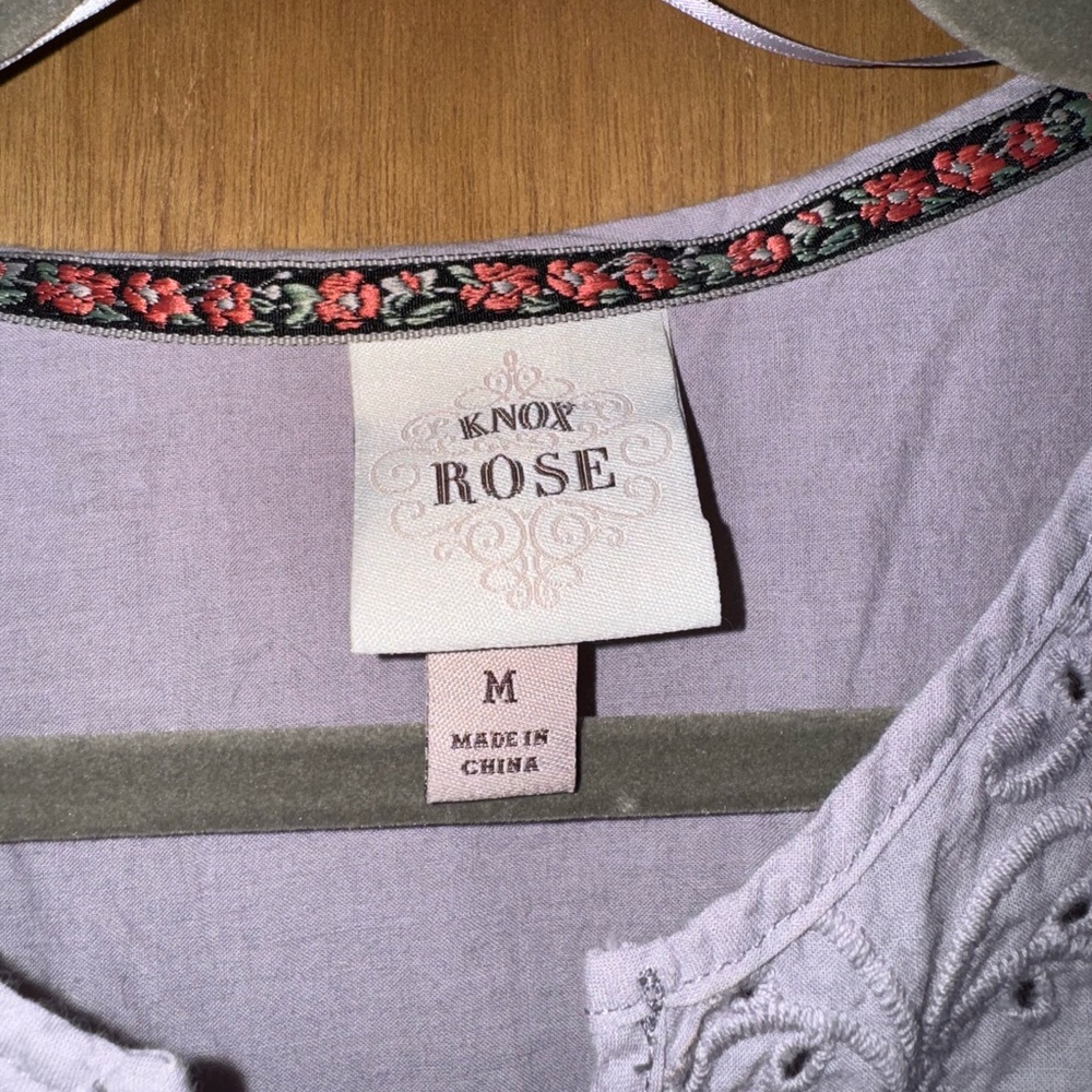 Knox Rose Gauze Lace Trim Eyelet Top, Size M - Picture 3 of 4
